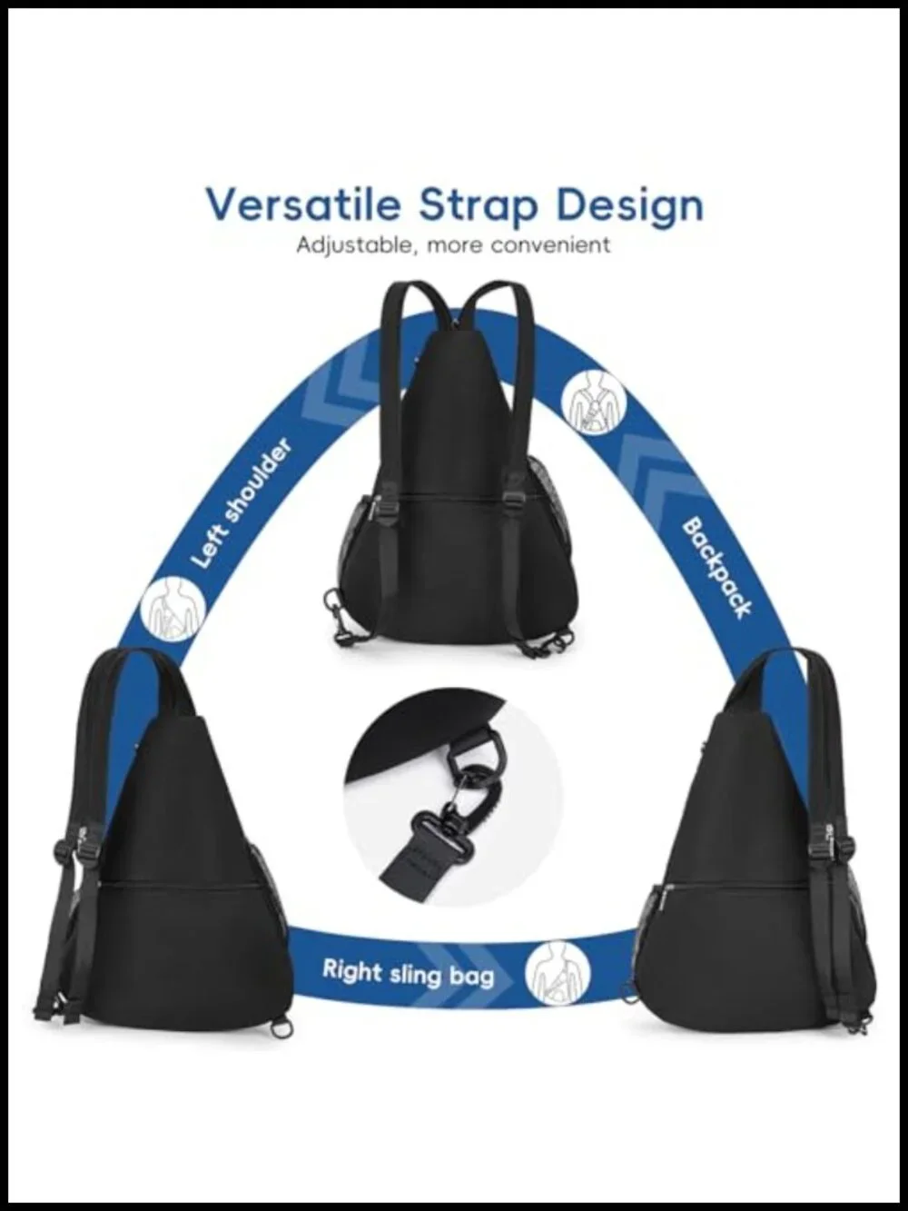 Ultra-Light Pickleball Sling Bag, 6-Pocket, Convertible Backpack
